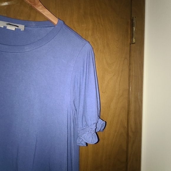 Womens Blue Ruffled Short Sleeve Crew Neck Pullover Shift sz small - Picture 5 of 7